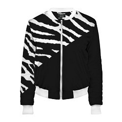 Бомбер женский Полосы зебры с черным, цвет: 3D-белый