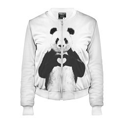 Бомбер женский Panda Love, цвет: 3D-белый