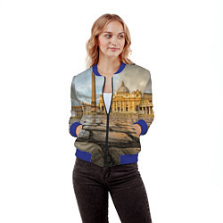 Бомбер женский Площадь святого Петра, цвет: 3D-синий — фото 2