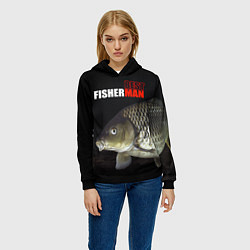 Толстовка-худи женская The best fisherman, цвет: 3D-черный — фото 2