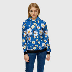 Толстовка-худи женская Цветы ретро 5, цвет: 3D-черный — фото 2