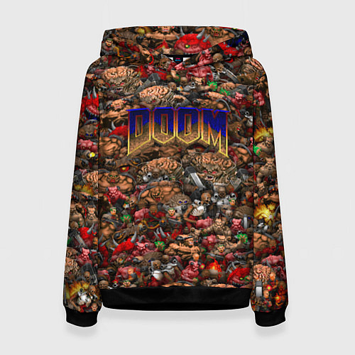 Женская толстовка DOOM: Pixel Monsters / 3D-Черный – фото 1