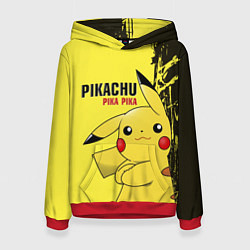 Толстовка-худи женская Pikachu Pika Pika, цвет: 3D-красный
