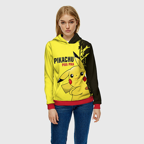 Женская толстовка Pikachu Pika Pika / 3D-Красный – фото 3