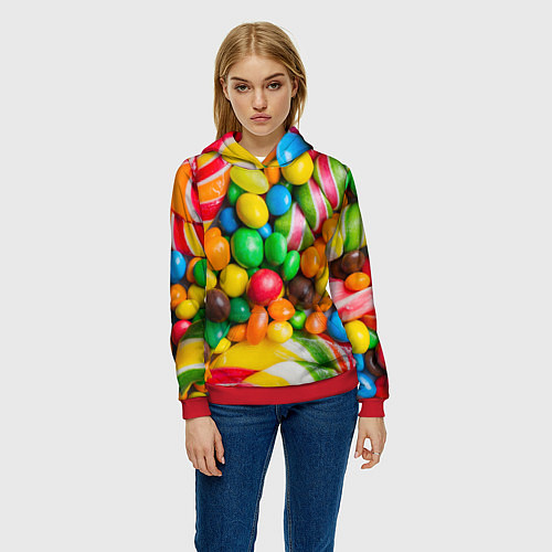 Женская толстовка Сладкие конфетки / 3D-Красный – фото 3