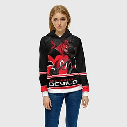 Толстовка-худи женская New Jersey Devils, цвет: 3D-белый — фото 2