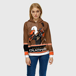 Толстовка-худи женская Anaheim Ducks, цвет: 3D-белый — фото 2