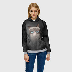 Толстовка-худи женская Grumpy Cat, цвет: 3D-меланж — фото 2