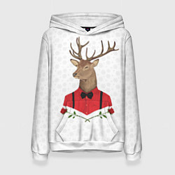 Толстовка-худи женская Christmas Deer, цвет: 3D-белый