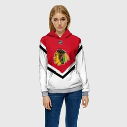 Толстовка-худи женская NHL: Chicago Blackhawks, цвет: 3D-меланж — фото 2