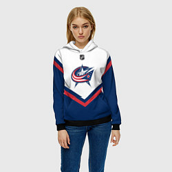 Толстовка-худи женская NHL: Columbus Blue Jackets, цвет: 3D-черный — фото 2