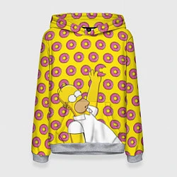 Толстовка-худи женская Пончики Гомера Симпсона, цвет: 3D-меланж
