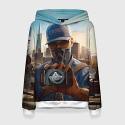 Толстовка-худи женская Watch Dogs 2, цвет: 3D-белый