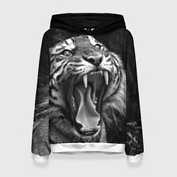 Толстовка-худи женская Гнев тигра, цвет: 3D-белый