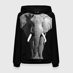 Толстовка-худи женская Старый слон, цвет: 3D-черный