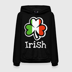 Толстовка-худи женская Irish - tricolor clover, цвет: 3D-черный