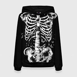 Толстовка-худи женская Floral Skeleton, цвет: 3D-черный