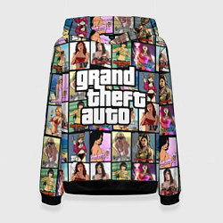 Толстовка-худи женская GTA - все девушки персонажи, цвет: 3D-черный
