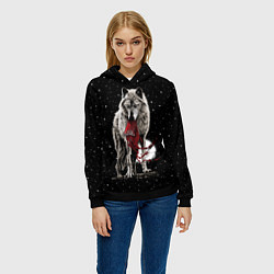 Толстовка-худи женская Серый волк, цвет: 3D-черный — фото 2