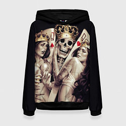 Толстовка-худи женская Poker Skull, цвет: 3D-черный