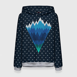 Толстовка-худи женская Геометрические горы, цвет: 3D-меланж