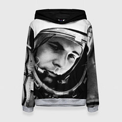 Толстовка-худи женская Гагарин космонавт, цвет: 3D-меланж