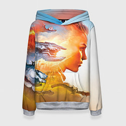 Толстовка-худи женская HZD 3, цвет: 3D-меланж