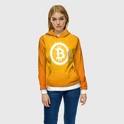 Толстовка-худи женская Bitcoin Orange, цвет: 3D-белый — фото 2