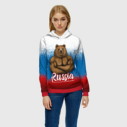 Толстовка-худи женская Russian Bear, цвет: 3D-красный — фото 2