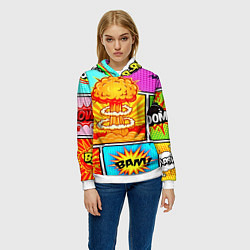 Толстовка-худи женская Pop Art, цвет: 3D-белый — фото 2