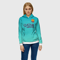 Толстовка-худи женская Barcelona FC: Aqua, цвет: 3D-белый — фото 2