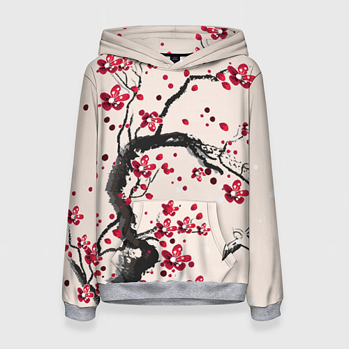 Женская толстовка Сакура / 3D-Меланж – фото 1