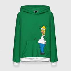 Толстовка-худи женская Гомер в кустах, цвет: 3D-белый