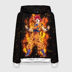 Толстовка-худи женская Fire Goku, цвет: 3D-белый