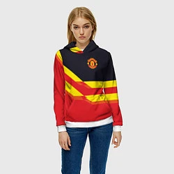 Толстовка-худи женская Man United FC: Red style, цвет: 3D-белый — фото 2