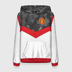 Толстовка-худи женская Man United FC: Grey Polygons, цвет: 3D-красный