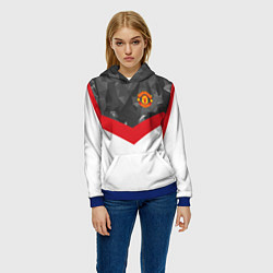 Толстовка-худи женская Man United FC: Grey Polygons, цвет: 3D-синий — фото 2