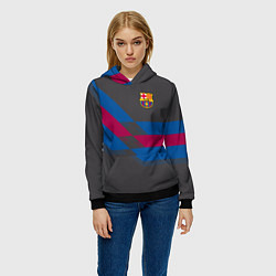 Толстовка-худи женская Barcelona FC: Dark style, цвет: 3D-черный — фото 2