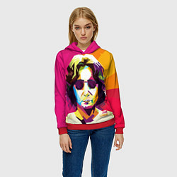 Толстовка-худи женская Джон Леннон: фан-арт, цвет: 3D-красный — фото 2