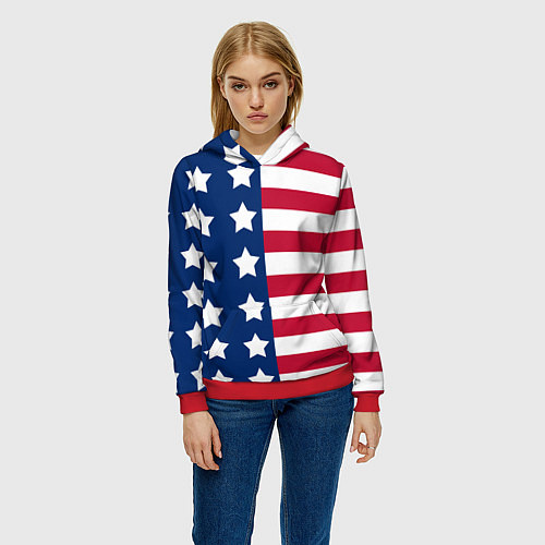 Женская толстовка USA Flag / 3D-Красный – фото 3