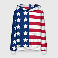 Толстовка-худи женская USA Flag, цвет: 3D-белый