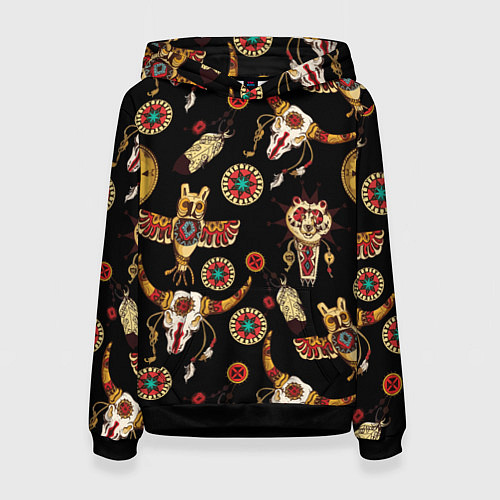 Женская толстовка Индейские культовые символы / 3D-Черный – фото 1