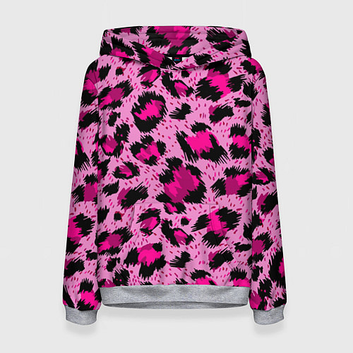 Женская толстовка Розовый леопард / 3D-Меланж – фото 1