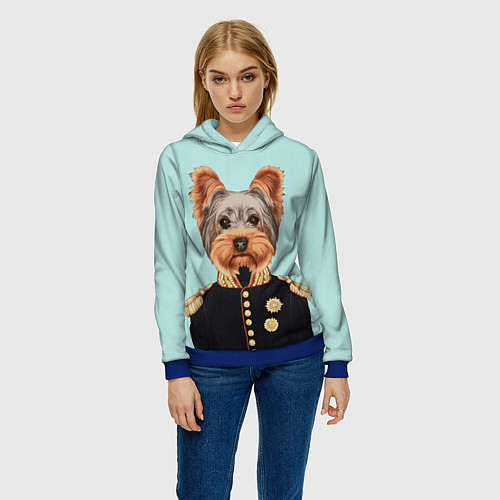 Женская толстовка Йоркширский терьер адмирал / 3D-Синий – фото 3