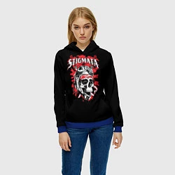 Толстовка-худи женская Stigmata Skull, цвет: 3D-синий — фото 2