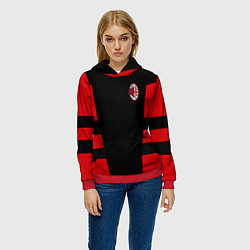 Толстовка-худи женская АC Milan: Black Sport, цвет: 3D-красный — фото 2