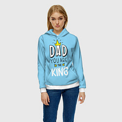 Толстовка-худи женская Dad you are the King, цвет: 3D-белый — фото 2