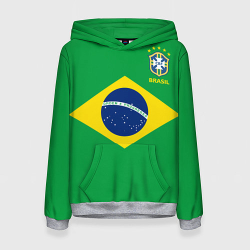 Женская толстовка Сборная Бразилии: зеленая / 3D-Меланж – фото 1