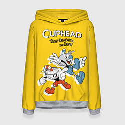 Толстовка-худи женская Cuphead: Don't deal with the Devil, цвет: 3D-меланж