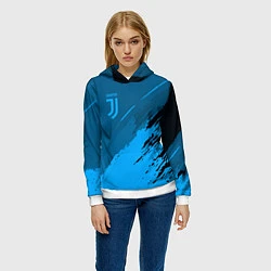 Толстовка-худи женская FC Juventus: Blue Original, цвет: 3D-белый — фото 2